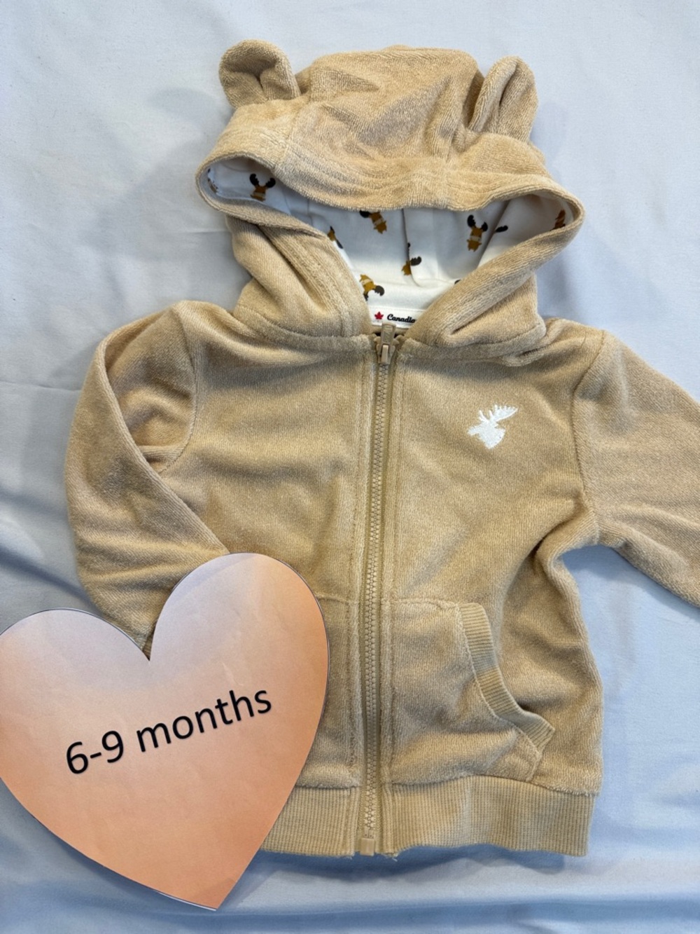 Canadiana - Kids Tan Hoodie with Bear Ears